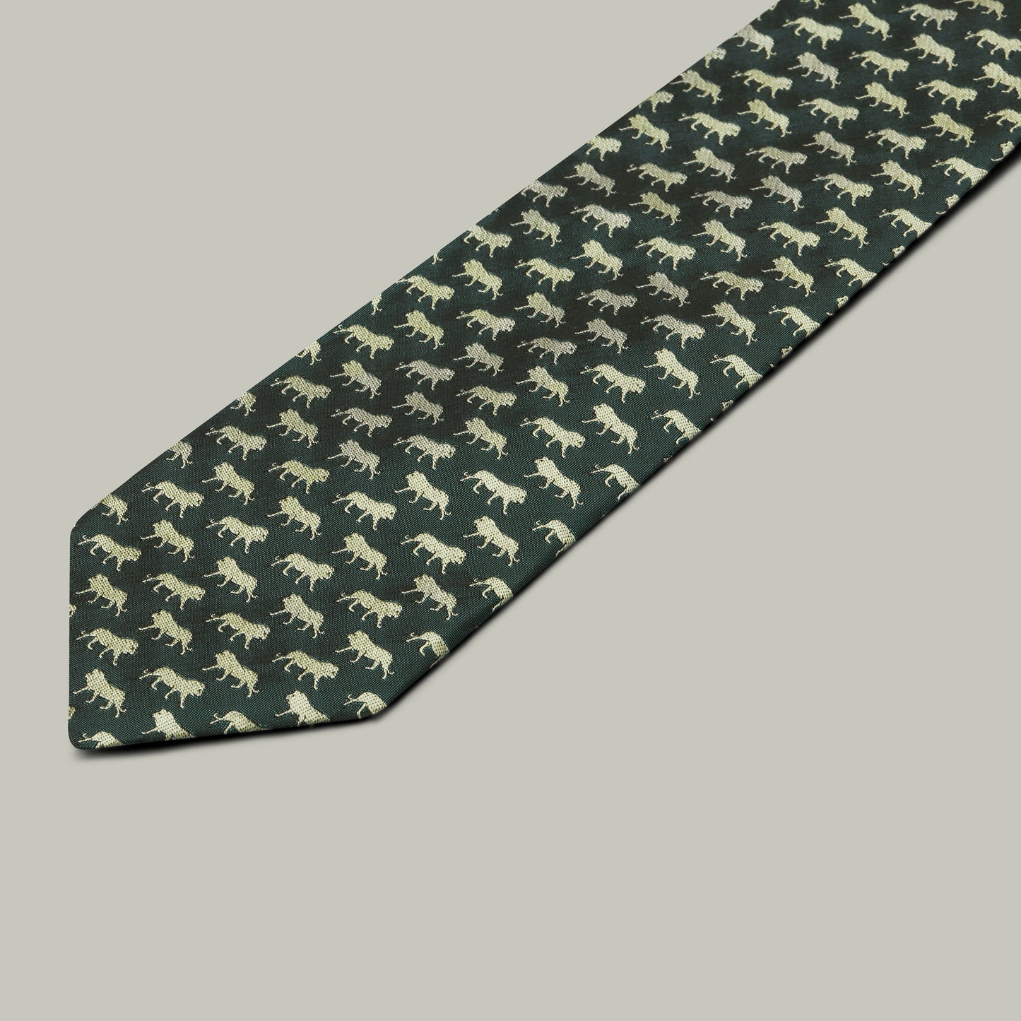 Harrow Silk Woven Tie - Lion [H&H GREEN]