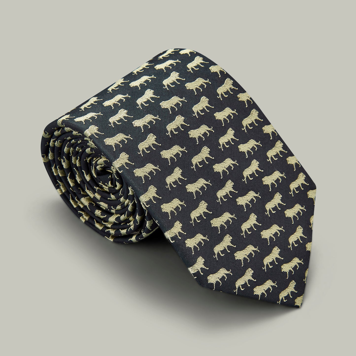 Harrow Silk Woven Tie - Lion [INDIGO]