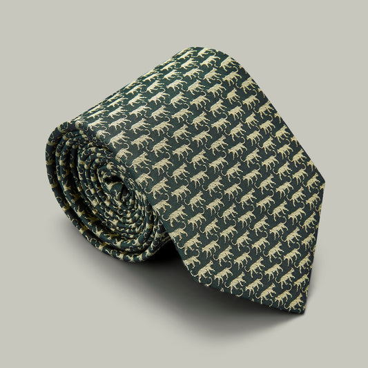 Harrow Silk Woven Tie - Leopard [H&H GREEN]