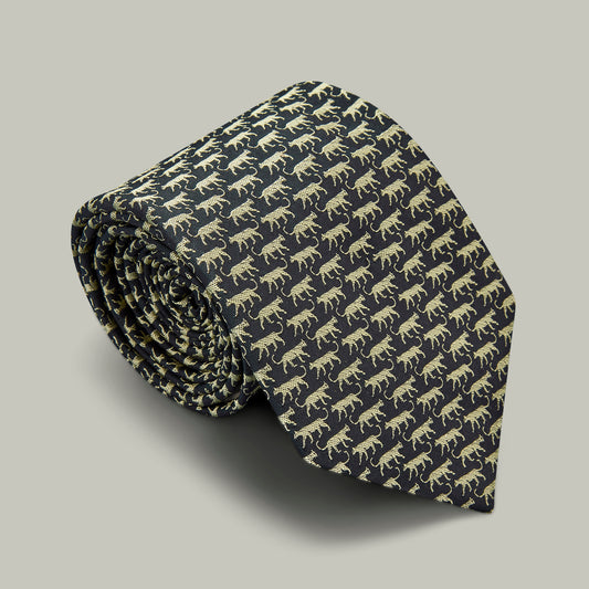 Harrow Silk Woven Tie - Leopard [INDIGO]