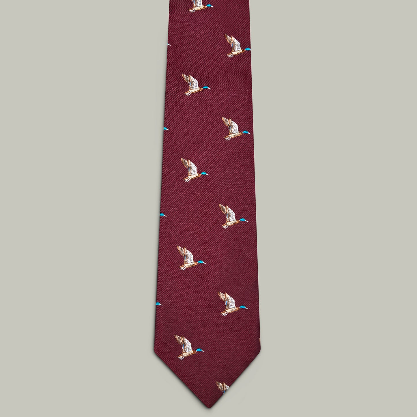 Harrow Silk Woven Tie - Flying Mallard [BERRY]