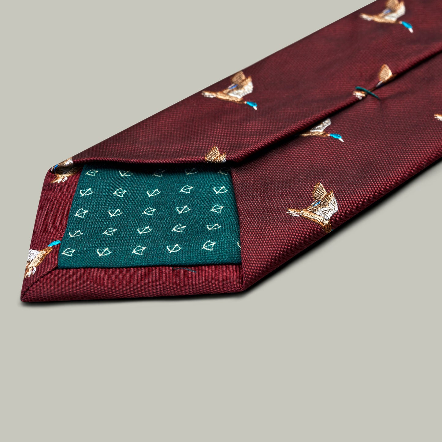 Harrow Silk Woven Tie - Flying Mallard [BERRY]