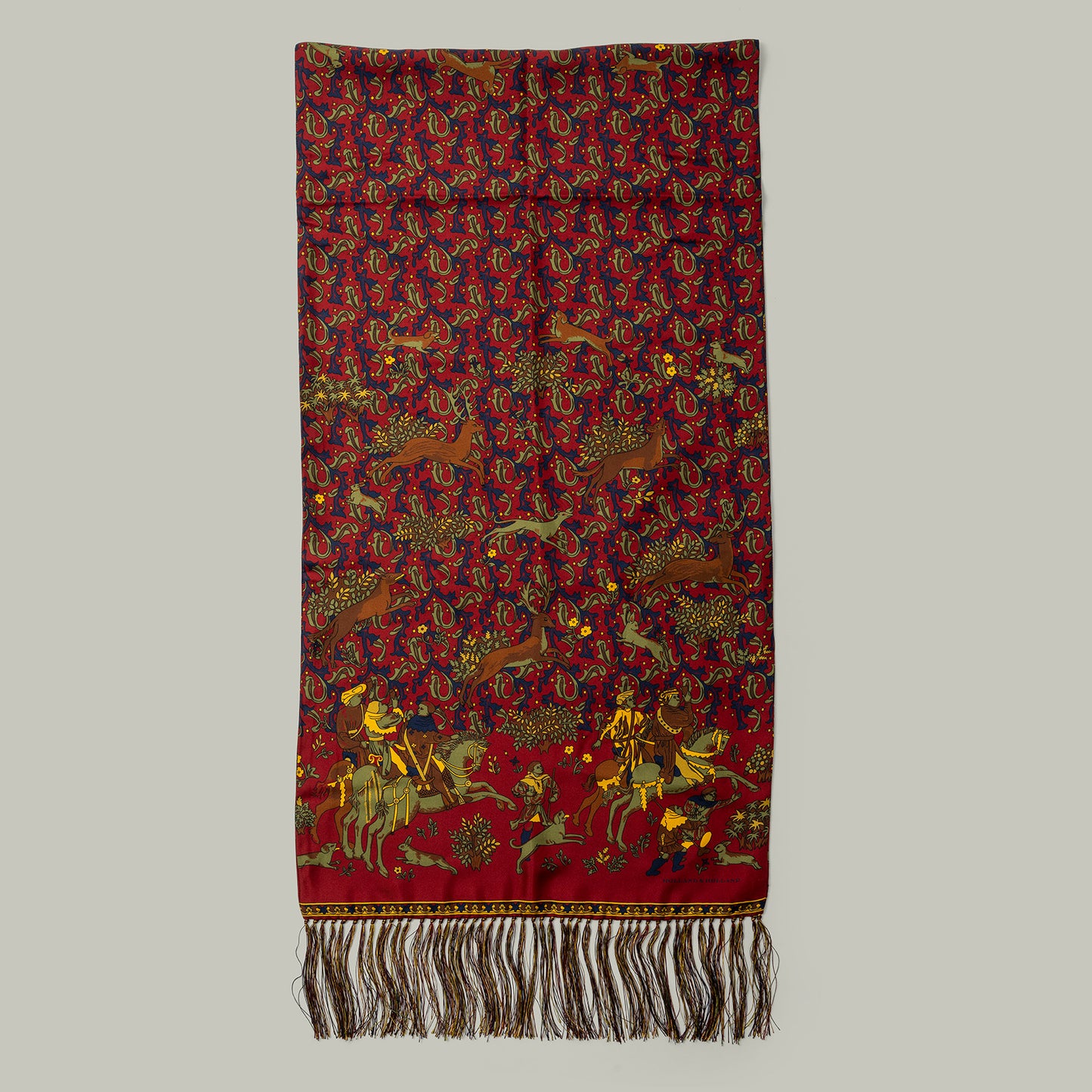 Cavalier Tasselled Hand Knotted Silk Scarf [BERRY]