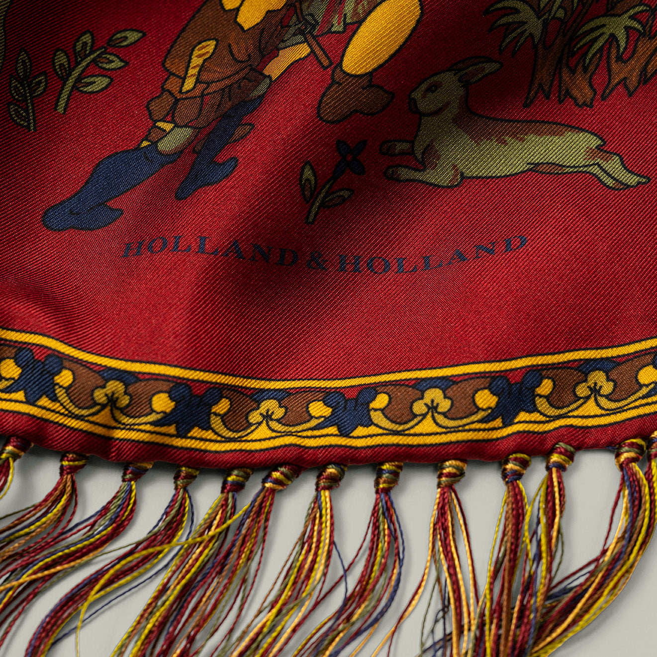 Cavalier Tasselled Hand Knotted Silk Scarf [BERRY]