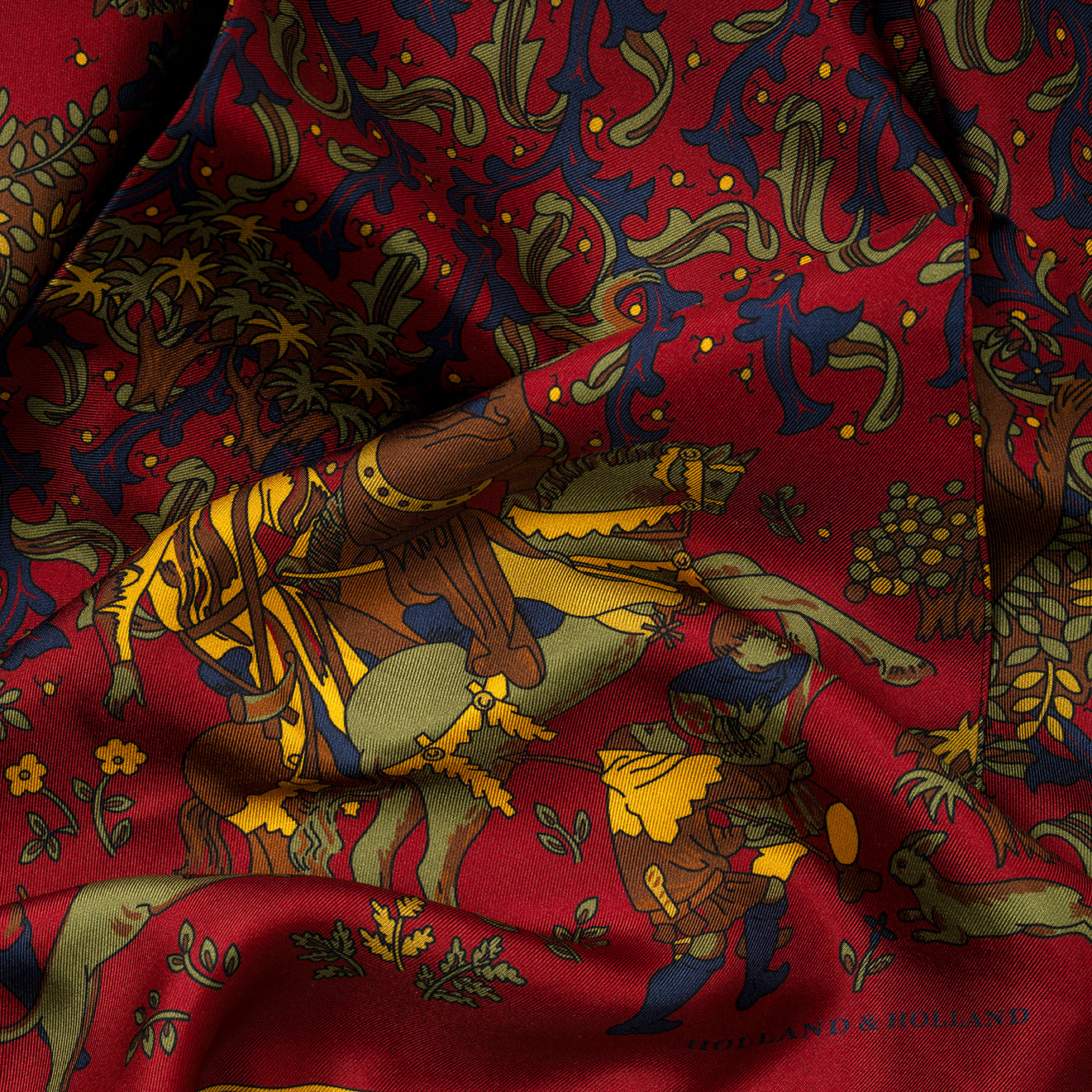 Cavalier Tasselled Hand Knotted Silk Scarf [BERRY]