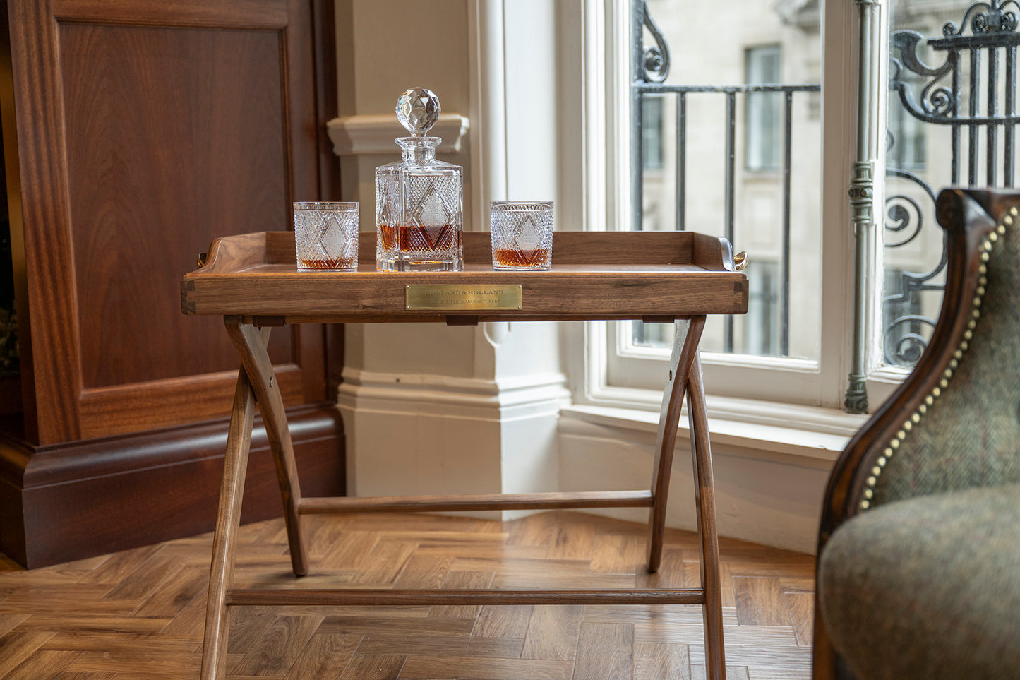 Campaign Walnut Tray On Legs