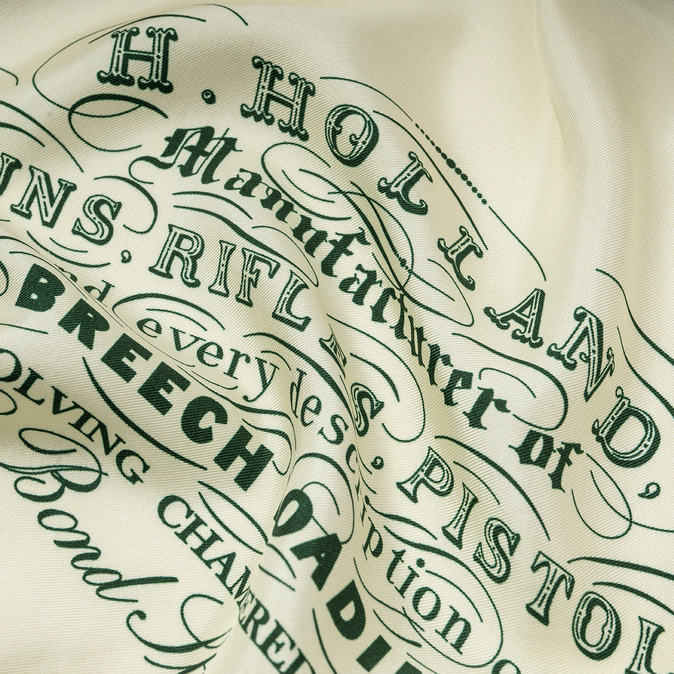 Harrow heritage silk pocket square trade label [H&H GREEN]