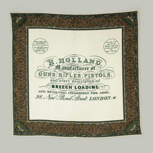Harrow heritage silk pocket square trade label [H&H GREEN]