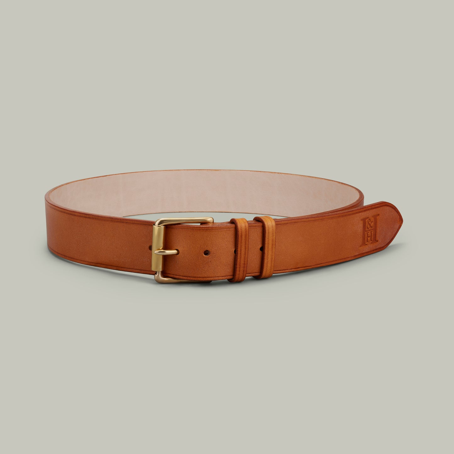 Oak bark tanned leather safari belt [LONDON TAN]
