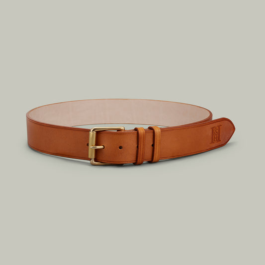 Oak bark tanned leather safari belt [LONDON TAN]