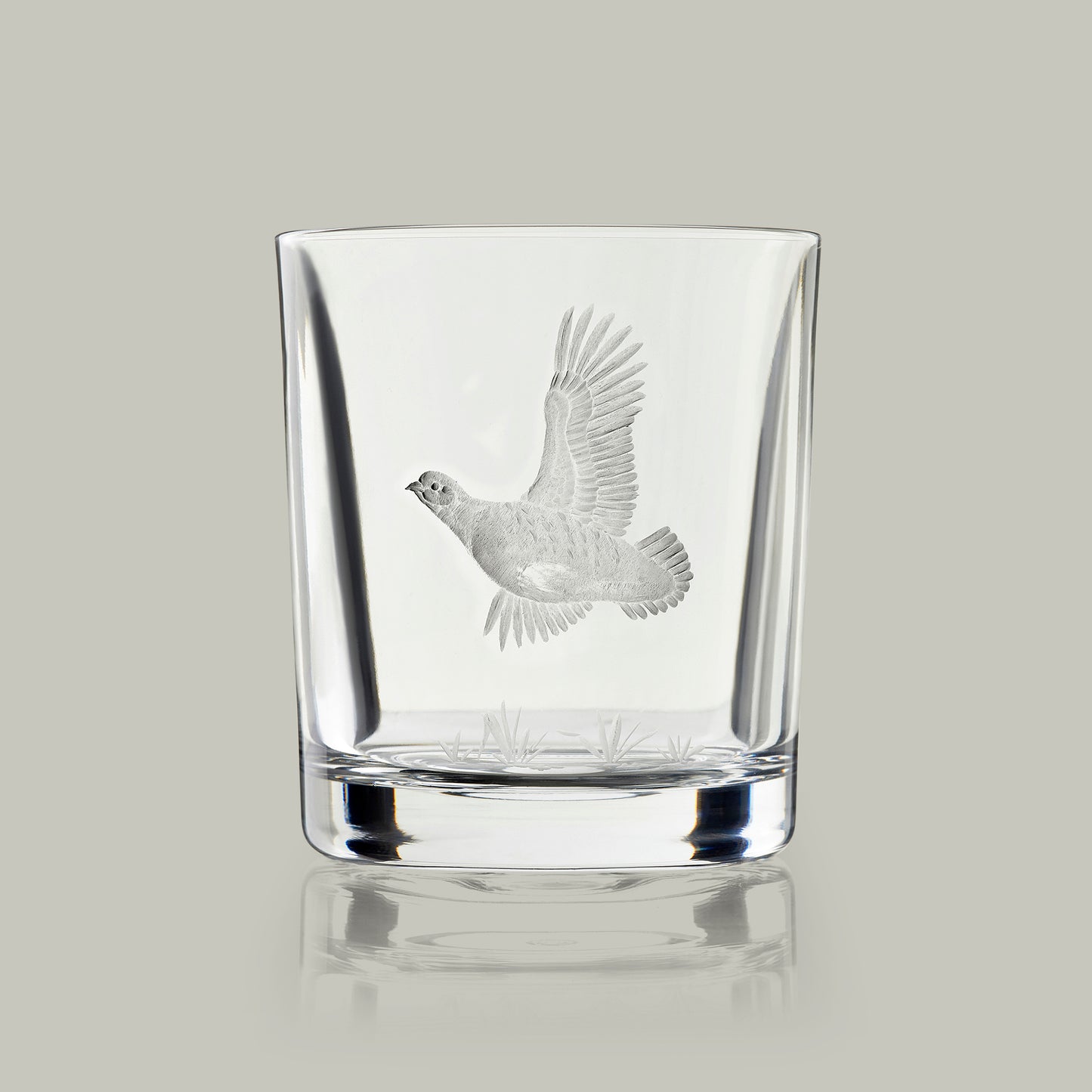 English Game Bird Hand Engraved Crystal Tumbler [PARTRIDGE]
