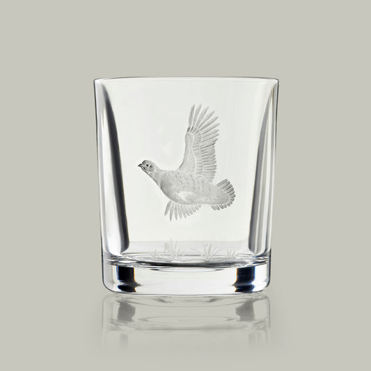 English Game Bird Hand Engraved Crystal Tumbler [PARTRIDGE]