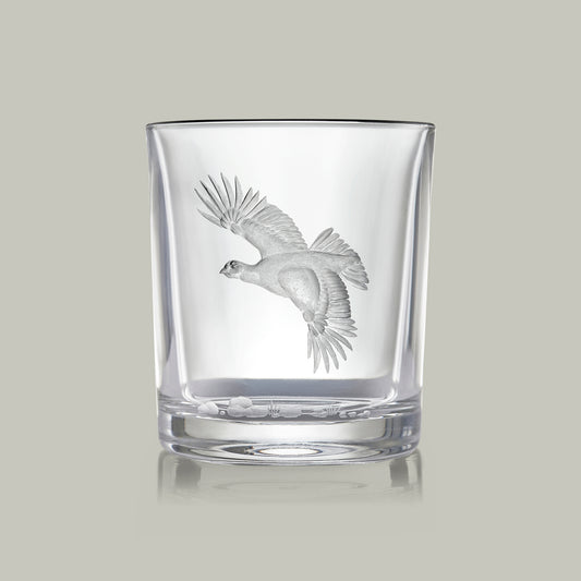 English Game Bird Hand Engraved Crystal Tumbler [GROUSE]
