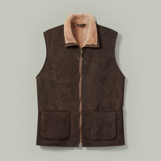 'Royal' Sheepskin Body Warmer [WALNUT]